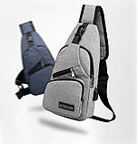 Барсетка-USB сумка-слінг на груди Mеланж тканинна для через плече Унісекс Суперцінка ОПТ, фото 6