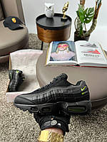 Жіночі кросівки шкіряні текстиль Nike Air Max 95 Black Grey, кеди жіночі Найк чорні. Жіноче взуття