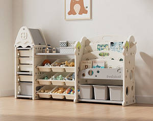 Стелаж з контейнерами + книжкова полиця 3в1 “Tree Maxi” Бежевий