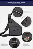 Барсетка сумка чоловіча слинг на грудь для через плечо спортивна Барсетка сумка-usb чоловіча упер цена ОПТ, фото 8