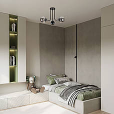 Стельова чорна люстра з 3 графітовими плафонами-кулями "Triple Glow "(52-9908-3 BK+BK), фото 4