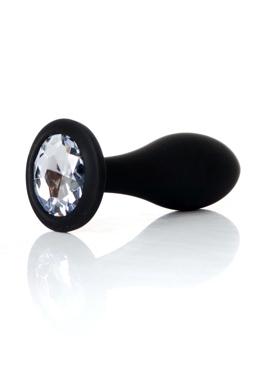 Анальна пробка - Jewellery Silicone Black Plug L Clear 18+, фото 1