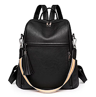 Рюкзак сумка женский городской, кожаный. Черный.