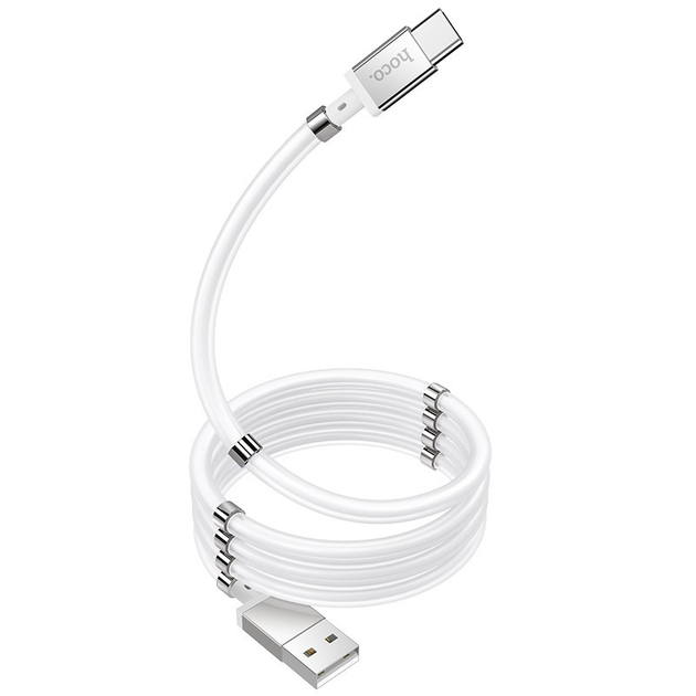 Кабель магнітний для заряджання Hoco U91 Magic magnetic Type-C 10 магнітів 3А 1м White