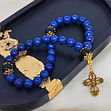 Чотки на 30 намистин з синього ляпіс-лазуриту та глянцевого, чорного оніксу, фото 2