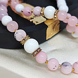 Чотки на 50 намистин білого, глянцевого агату та рожевого опалу на 50 бусин, фото 3