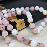 Чотки на 50 намистин білого, глянцевого агату та рожевого опалу на 50 бусин, фото 4