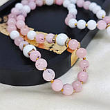 Чотки на 50 намистин білого, глянцевого агату та рожевого опалу на 50 бусин, фото 5