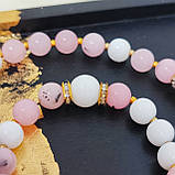 Чотки на 50 намистин білого, глянцевого агату та рожевого опалу на 50 бусин, фото 6
