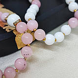 Чотки на 50 намистин білого, глянцевого агату та рожевого опалу на 50 бусин, фото 7