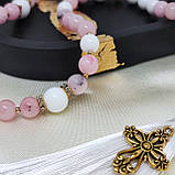 Чотки на 50 намистин білого, глянцевого агату та рожевого опалу на 50 бусин, фото 9