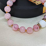 Чотки на 50 намистин білого, глянцевого агату та рожевого опалу на 50 бусин, фото 10