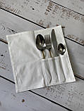 Чохол для вилок та ножів, молочний, конверт на чотири відділення, фото 6