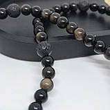 Чотки на 50 намистин з каміння обсидіан та вулканічна лава, фото 2