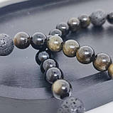 Чотки на 50 намистин з каміння обсидіан та вулканічна лава, фото 3