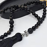 Чотки на 50 намистин з каміння обсидіан та вулканічна лава, фото 4