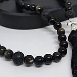 Чотки на 50 намистин з каміння обсидіан та вулканічна лава, фото 5