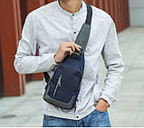 Чоловіча нагрудна сумка, проста ділова сумка через плече, модна сумка через плече кольору замка USB оптовая, фото 2