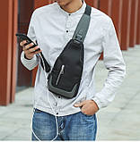 Чоловіча нагрудна сумка, проста ділова сумка через плече, модна сумка через плече кольору замка USB оптовая, фото 2