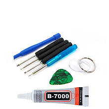 Набір інструментів Aida 8in1 (викрутки, лопатка, медіатор, присоска) / клей B7000 15 ml