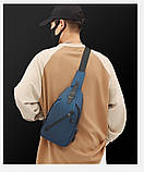 Чоловіча нагрудна сумка, модна спортивна водонепроникна сумка USB, сумка через плече, фото 2