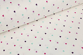 Ранфорс 240 см Дрібні сердечка бузково-рожеві