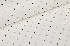 Ранфорс 240 см Дрібні сердечка сірі та чорні