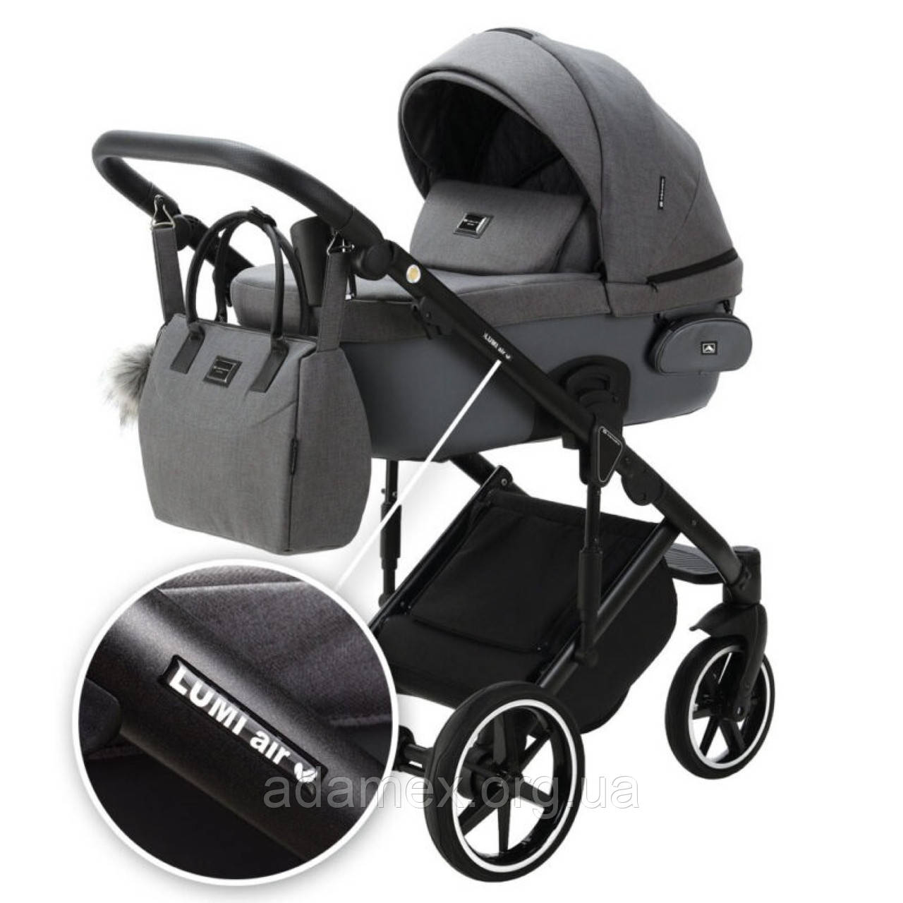 Коляска Adamex Lumi Air (Thermo) PS58 графіт, фото 1
