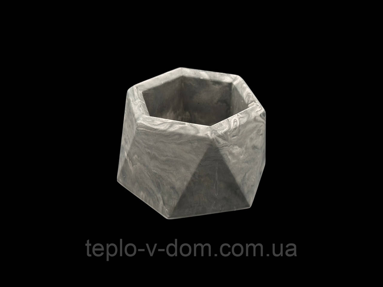 Кашпо гіпсове "Шестикутник" сірий 85х50х75мм