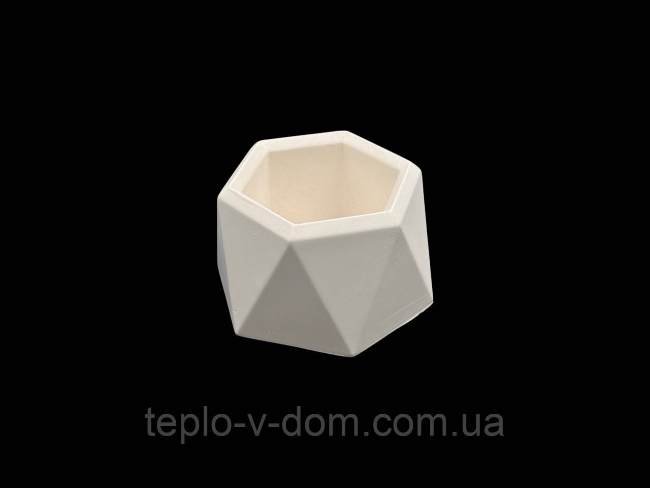 Кашпо гіпсове "Шестикутник" біле 85х50х75мм