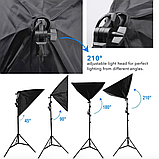 Комплект студійного світла Софтбокс із сотами 50х70 см + лампа 40W + міцний штатив 240 см, фото 4