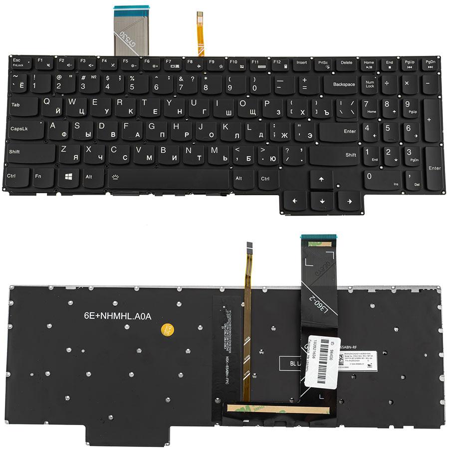 Клавіатура для ноутбука LENOVO (Legion: 5-15 series), rus, black, без фрейма, підсвічування клавіш