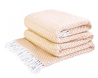 Плед хлопковый зиг-заг бежевый Love You 140 x 200 см Бежевый