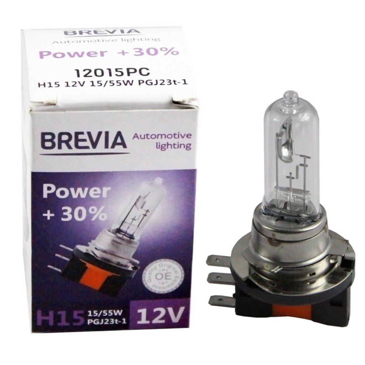 Галогенова лампа Brevia H15 12V 15/55W PGJ23t-1 Power +30% CP, фото 1