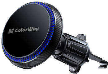 Автотримач з бездротовою зарядкою для смартфону Colorway ColorWay MagSafe 360° Air Vent 15W Black (код 144364)