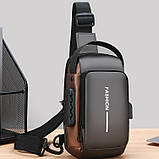 Барсетка сумка-слінг на груди Чоловічий портфель із кодовим замком для захисту від крадіжок сумка через плече гуртом, фото 2