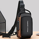Барсетка сумка-слінг на груди Чоловічий портфель із кодовим замком для захисту від крадіжок сумка через плече гуртом, фото 2