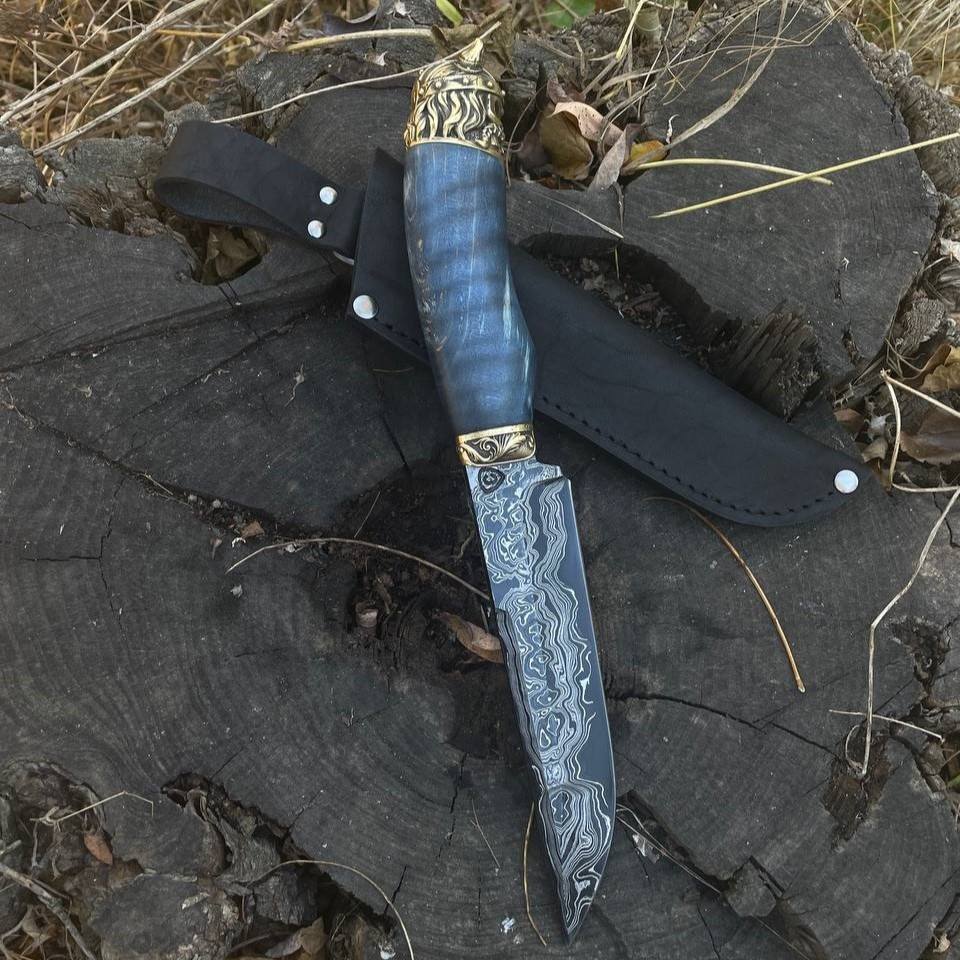 Ніж Вікінг (ламінат) синій сталь Х12, КАХЕЛЬ. ПЕЧІ. КАМІНИ, м.Івано-Франківськ