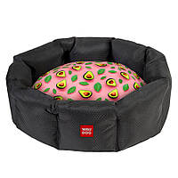 Лежанка для собак WAUDOG Relax, малюнок "Авокадо на рожевому", M, Ш 42 см, Д 52 см, В 19 см