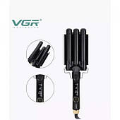Потрійна плойка для завивання волосся VGR V-591 три хвилі діаметром 25 мм потужністю 125 Вт