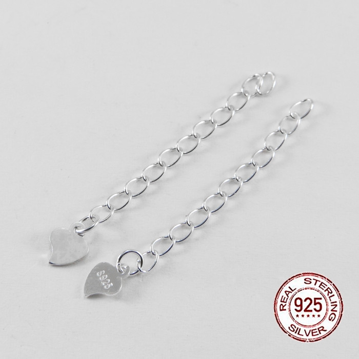 Срібло 925 Концевики Кулон із ланцюжком, Розмір: Довжина: 40 мм, Кулон-Серце: 7х5х0.5мм, 1 шт, фото 1
