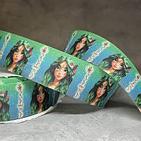 Репсова стрічка 2,5 см з малюнком, арт 014724, 1 метр, Різнокольоровий