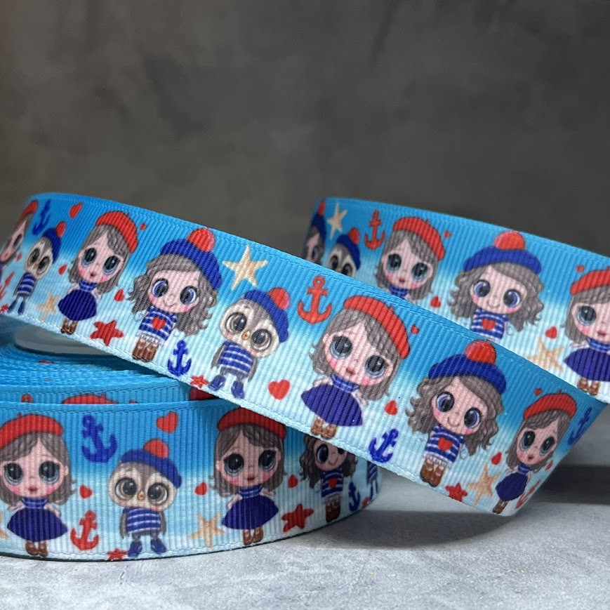Репсова стрічка 2,5 см, Cute-Морська, арт 07811, 1 метр, Різнокольоровий