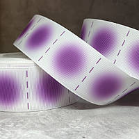 Репсова стрічка 4 см -фіолетові кружки,(приблизно 24 квадратики 4*4,2 см)- метр, Різнокольоровий