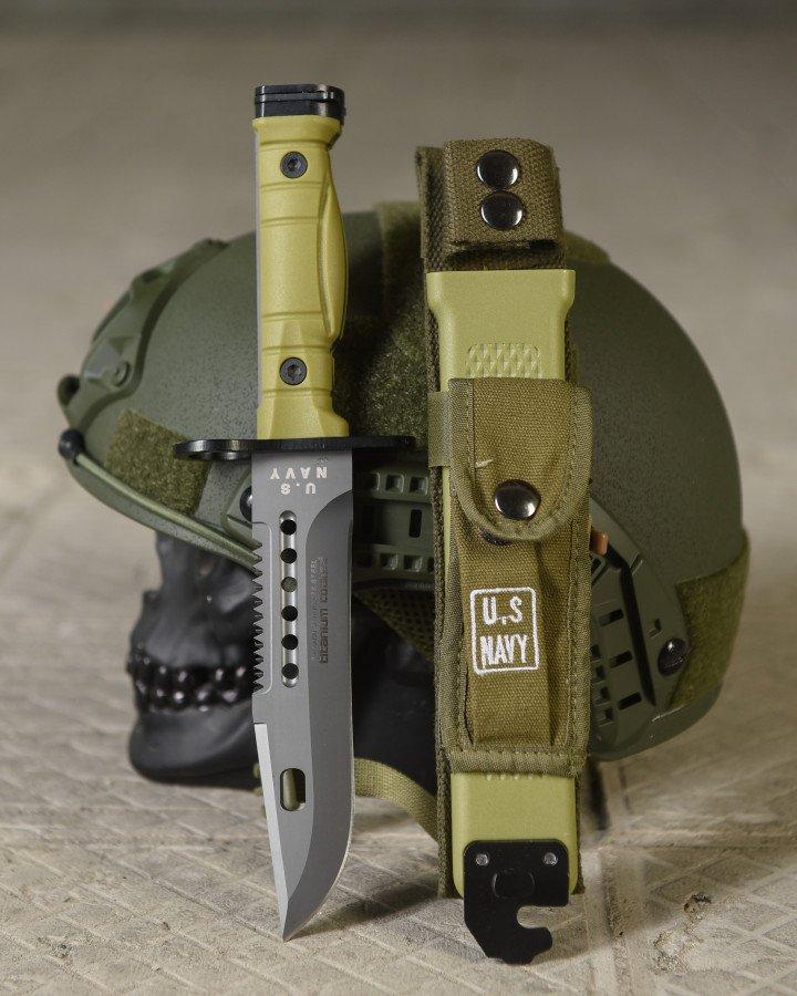 Ніж мисливський універсальний із чохлом U.S. Navy Оліва, фото 1
