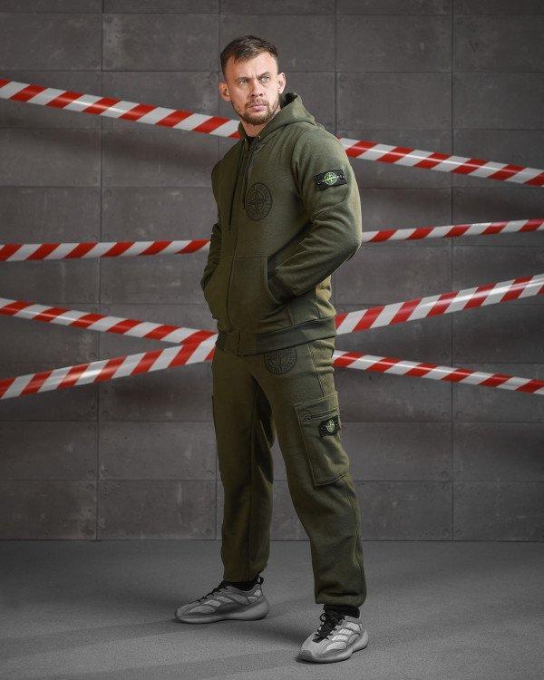 Флісовий спортивний костюм Stone island oliva ВТ0553