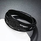 Браслет чоловічий шкіряний Wolf Black, фото 5