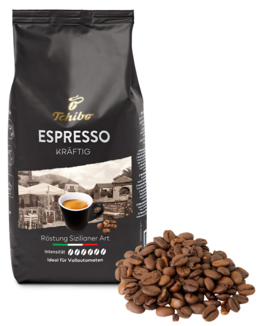 Оригінал! Кава в зернах Tchibo Espresso KRAFTIG 1000г, 80/20 темне обсмажування, Німеччина