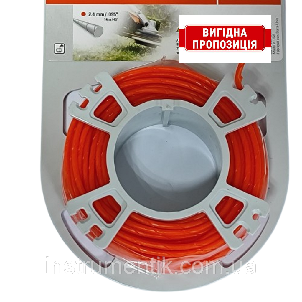 Косильна струна  2,4 мм 14 м кругла малошумна (00009302419), фото 1