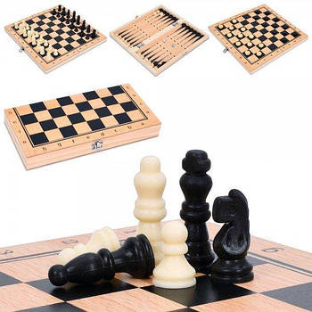 Набір 3в1(шашки, нарди) шахи дерев'яні MQ005 G-Rich